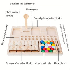 Kids Digital Arithmetic Wood Toy, Hand-Eye Coordination Training