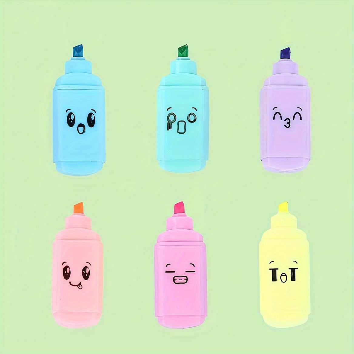 6pcs Donut Ice Cream Expression Marker Pens Cartoon Mini Pens