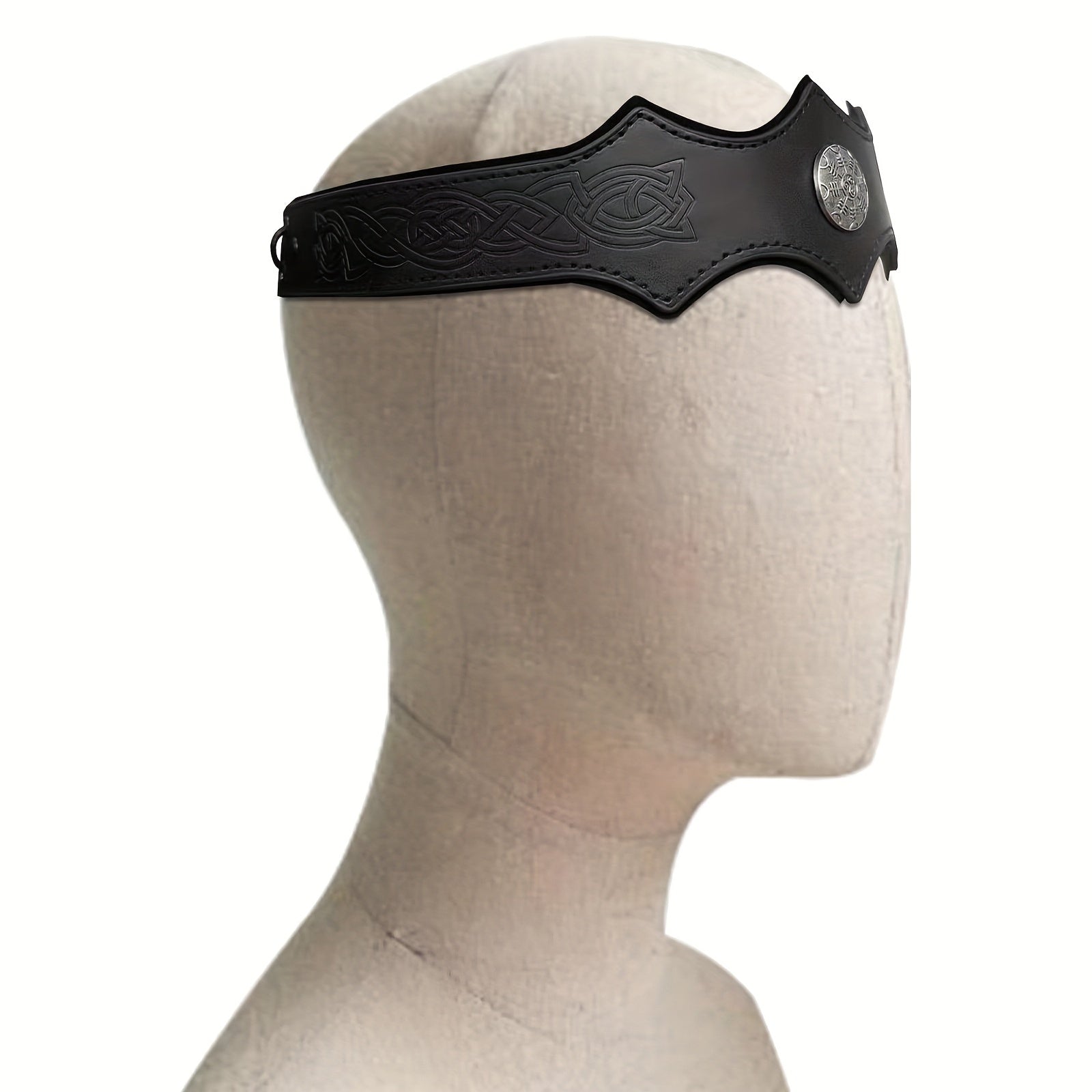 Medieval Embossed PU Leather Headwear Men's Adjustable Headband Retro Roleplay