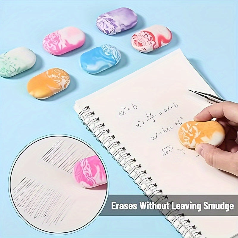 3 Pcs Marble Pencil Erasers Large TPU Rubber Erasers for School And Art