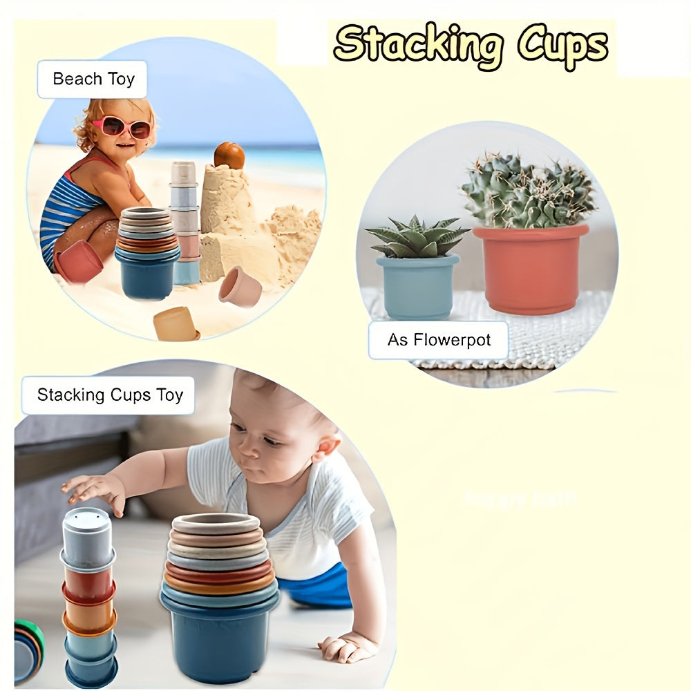 8-Piece Colorful Stacking Cup Toy Set for Babies 0-3 Years