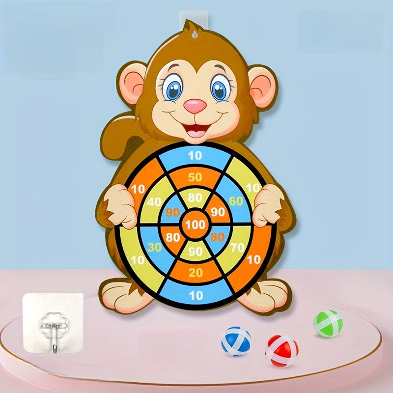 Animal Themed Dartboard Set for Kids Sticky Ball Game Ages 3-6