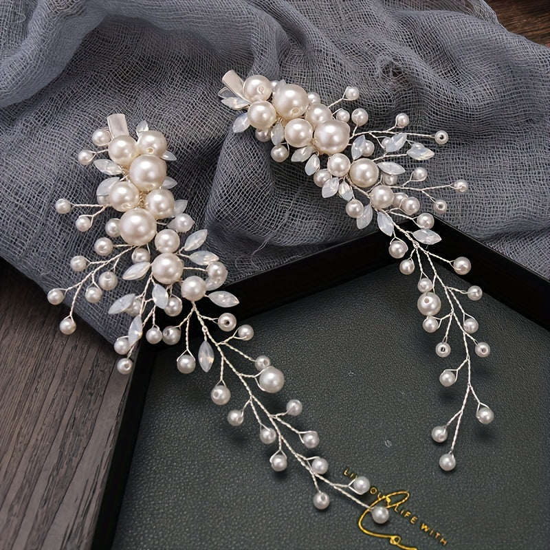 2pcs Pearl Branches Hair Clips Girls Party Fairy Bridal Fresh Hair Accessories