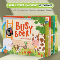 Educational Busy Book for Kids Ages 3 - Farm Animals & Alphabet Themes