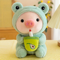 Cute Milk Tea Animal Plush Toy Pink Doll for Holiday Gift