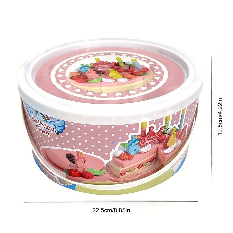 48pcs Wooden Kids Birthday Cake Toys Home Play Set Boy Girl Gift