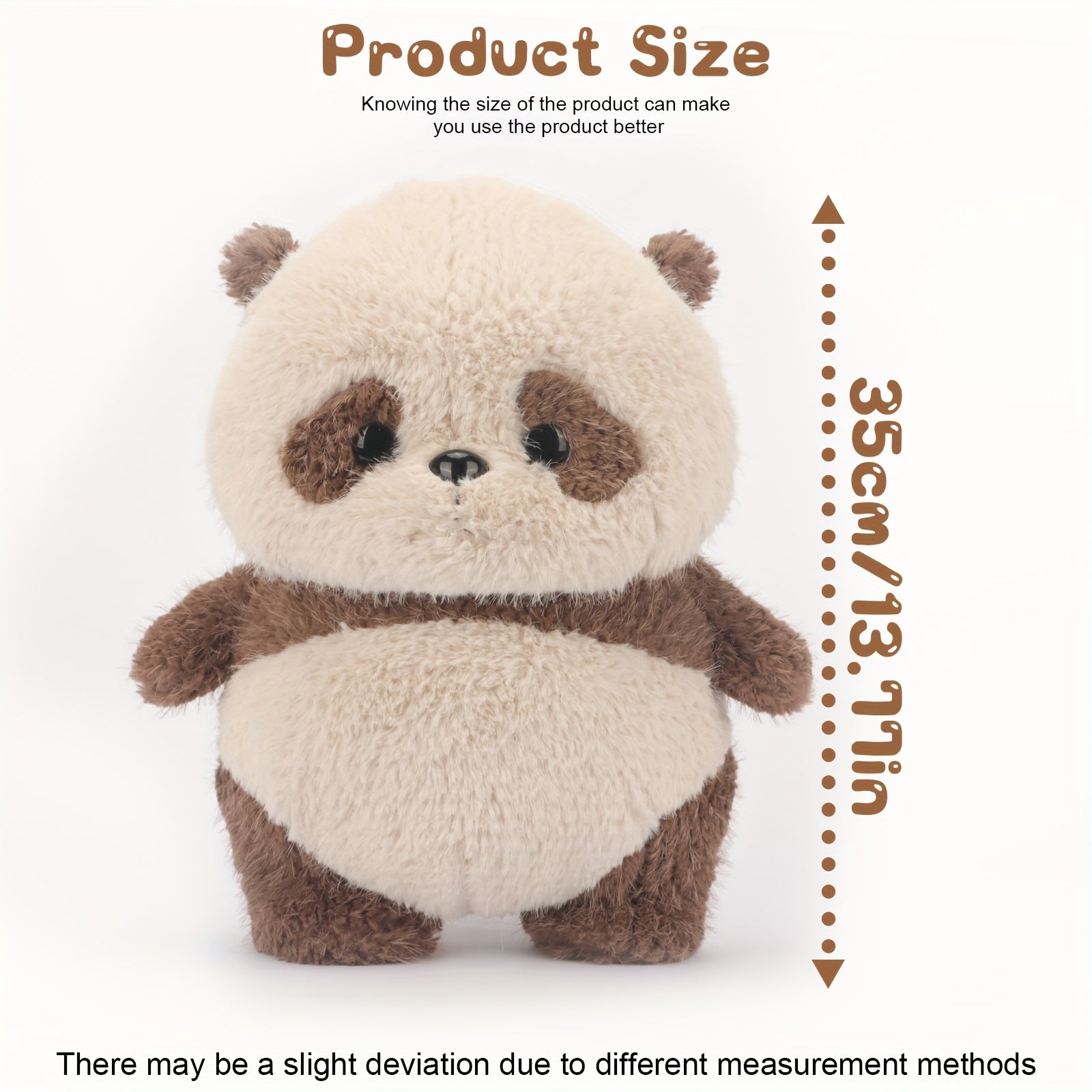 Adorable Brown Panda Plush Toy Soft Standable Stuffed Animal