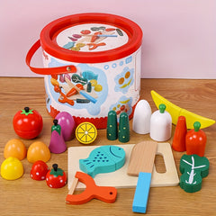 Wooden Kitchen Fruit Vegetable Cut And Chopped Toys