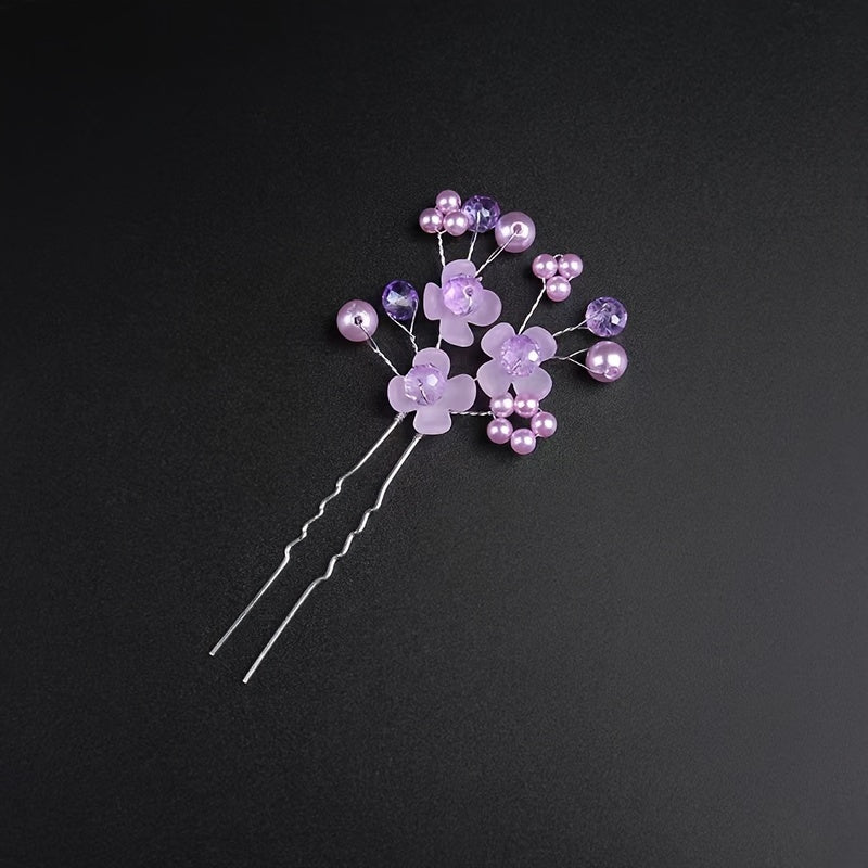 Red Crystal Hairpin Wedding Jewelry Dress Accessories