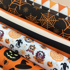 5pcs Halloween Polyester Fat Quarters Sewing Craft Fabric - DIY Halloween Decor