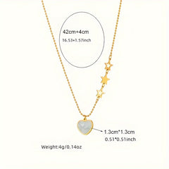 Stainless Steel Necklace Star Heart Pendant