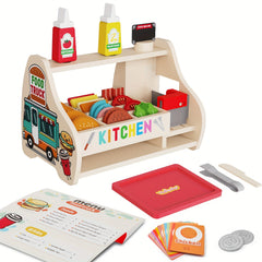 Wooden Game Food Set 58pcs Sliced And Stacked Sandwich Counter Play