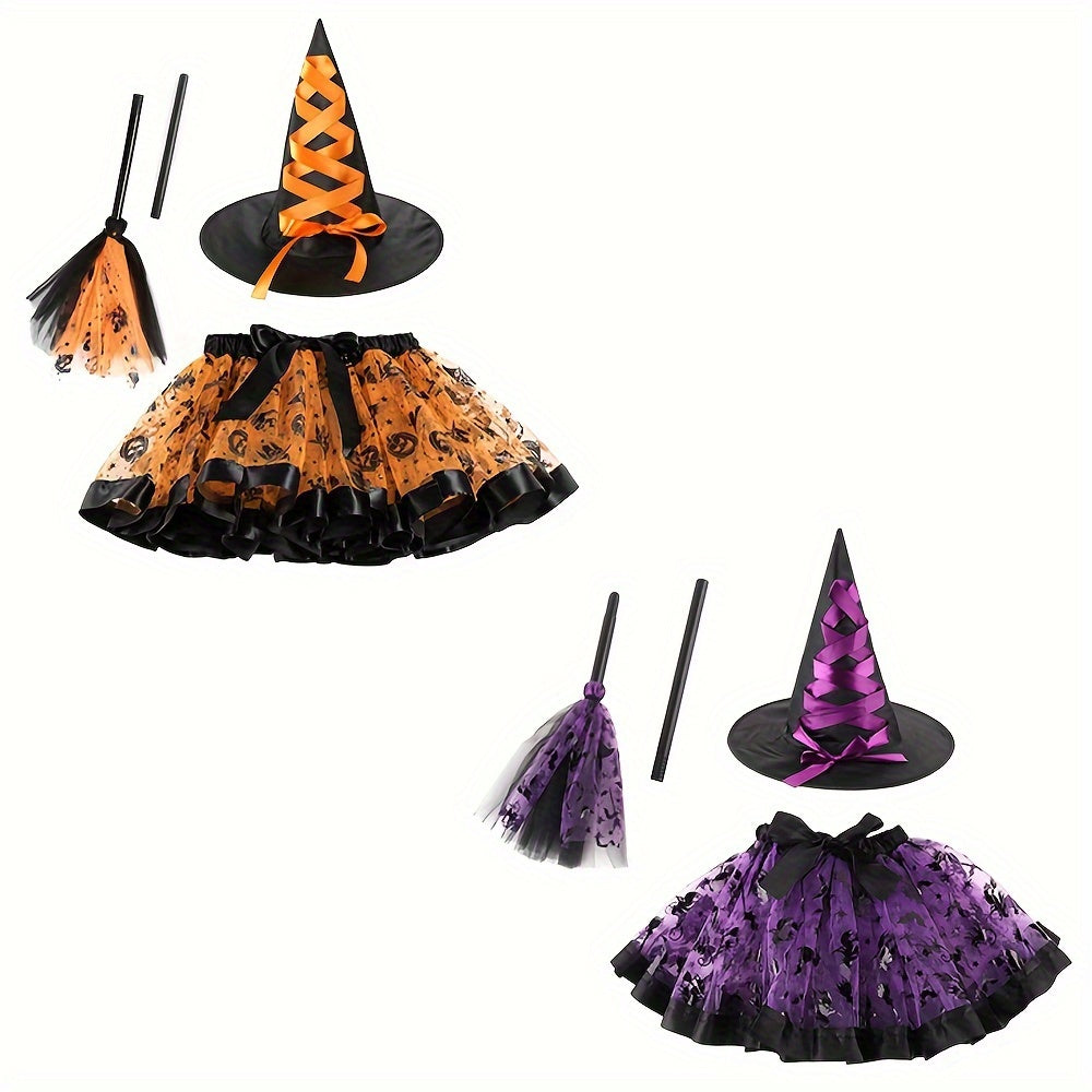 Halloween Witch Costume Funky Skirt Hat Wand