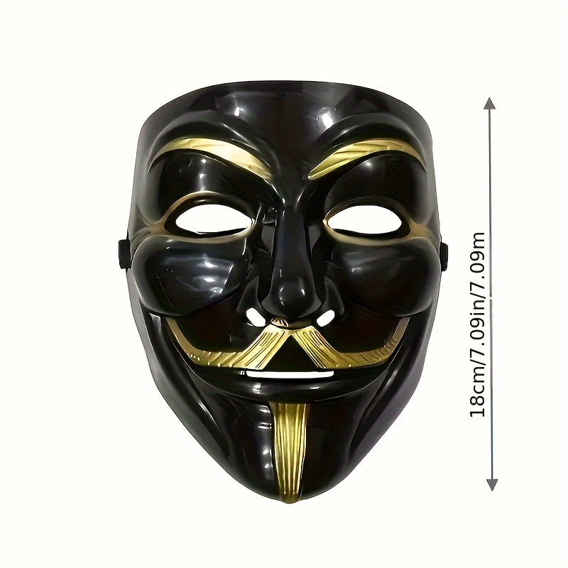 Men's Full Face Mask with Golden Mustache PVC Material