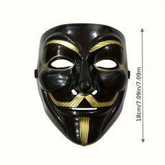Men's Full Face Mask with Golden Mustache PVC Material