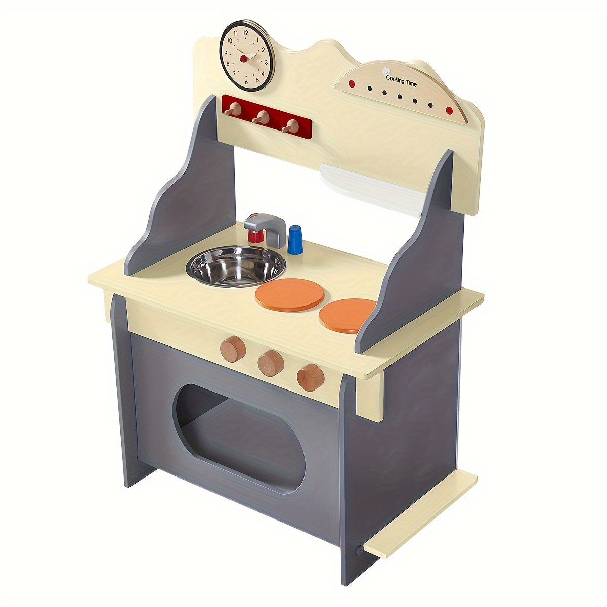 Wooden Play Kitchen Set Clock Sink Stovetop 51x69