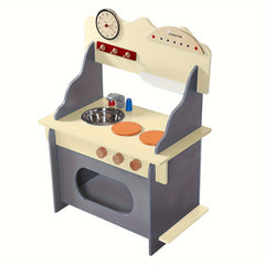 Wooden Play Kitchen Set Clock Sink Stovetop 51x69
