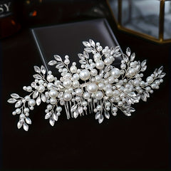 Bridal Hair Comb with Rhinestones & Pearls - Wedding Accessory