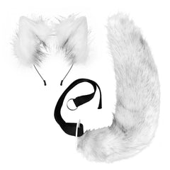 Fox Wolf Beast Ear Hair Hoop Cosplay Tail Set Halloween Furry Plush Gift