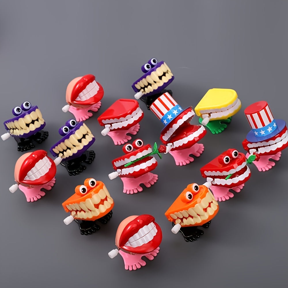 7pcs Chattering Teeth Wind Up Walking Teeth Toys Funny Joke Novelty Assorted Col