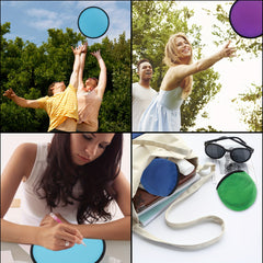 8pcs Nujoyco Foldable Fan & Flying Disc Set Lightweight Portable Hand Fans