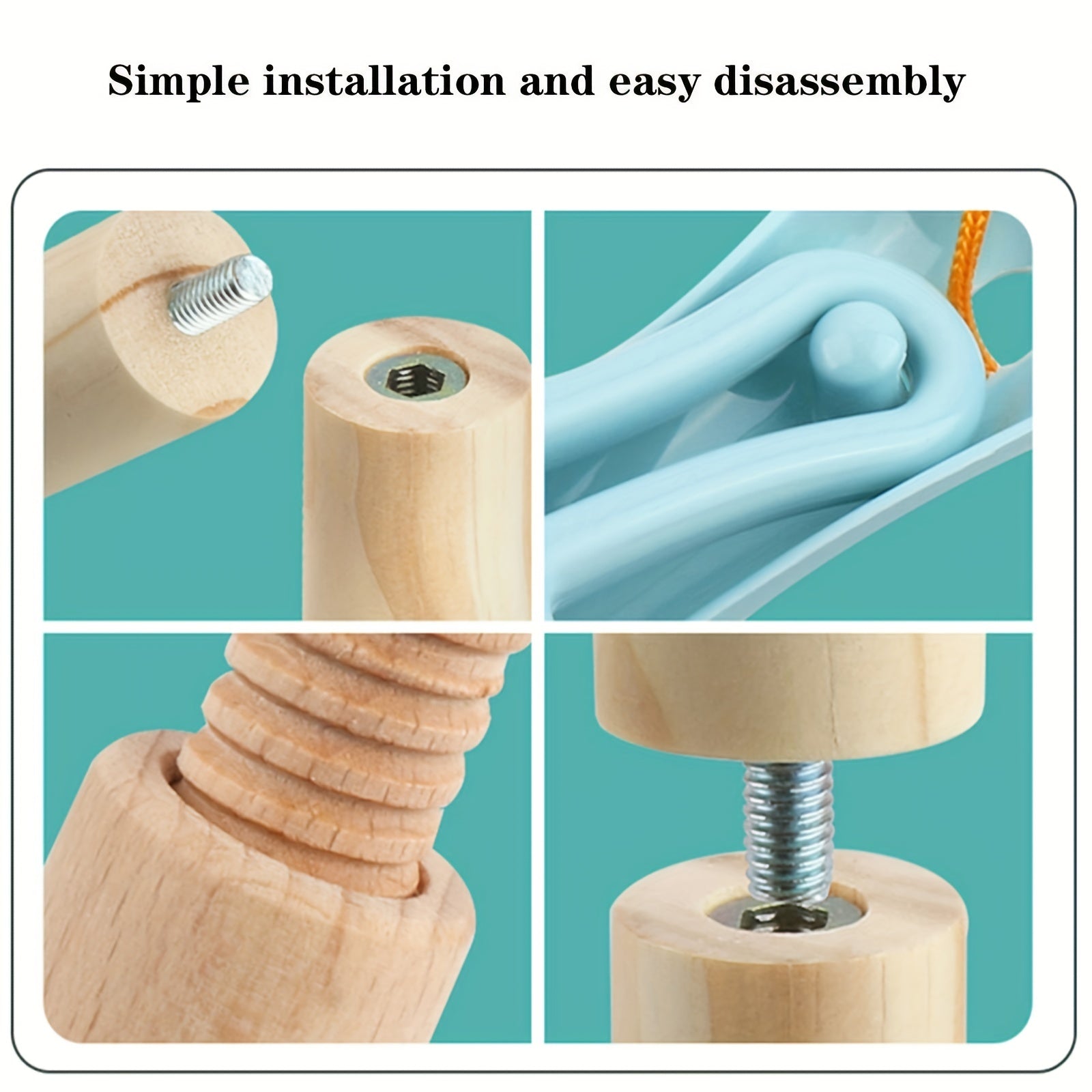 Wooden Pretend Cleaning Set for Kids Housework Toy Kit with Broom and Mop