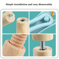 Wooden Pretend Cleaning Set for Kids Housework Toy Kit with Broom and Mop