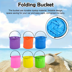2pcs Mini Folding Beach Buckets for Kids Durable PVC Sand & Water Play
