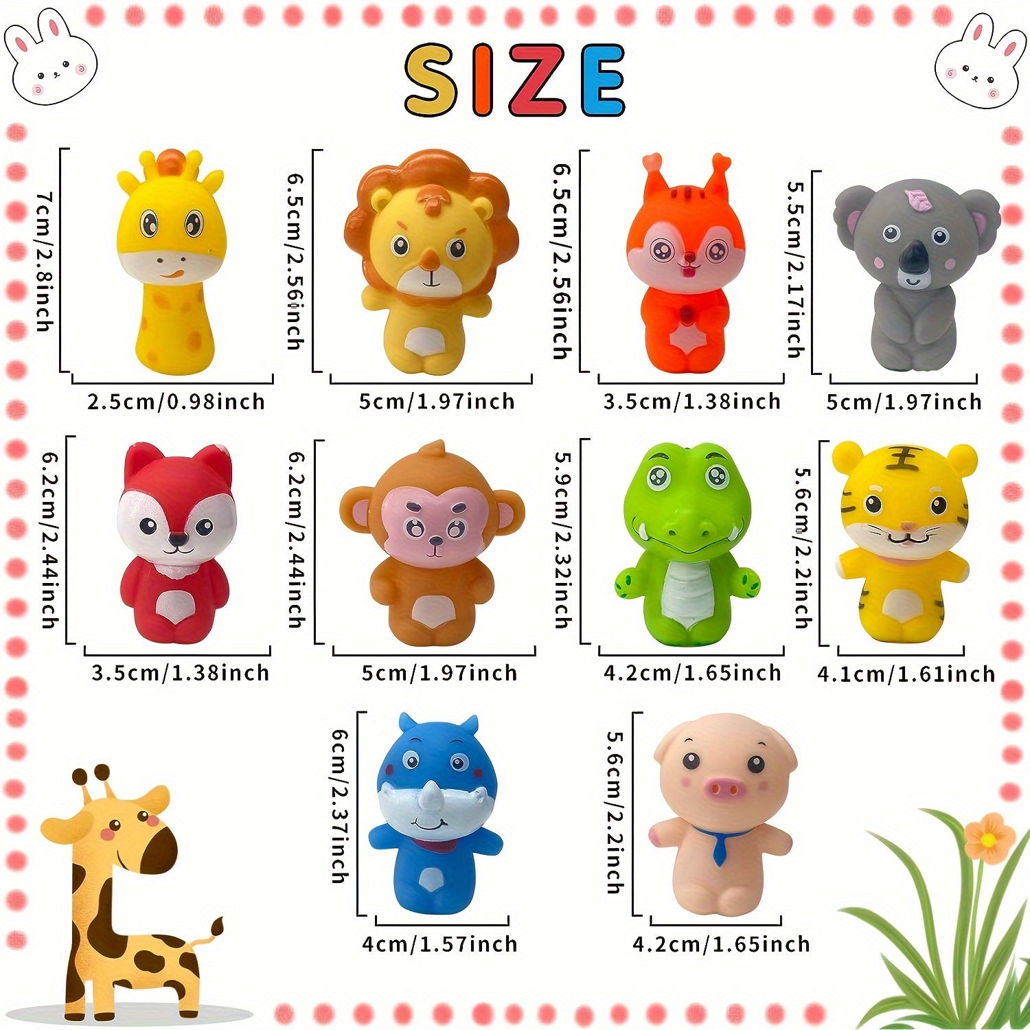 10pcs Rubber Animal Bath Finger Puppets Easter Basket Stuffers Egg Fillers