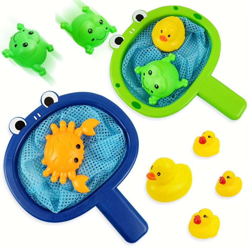 Fun Bath Time Buddies Colorful Fishing Net Water Play Animals Bathroom Toys