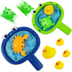 Fun Bath Time Buddies Colorful Fishing Net Water Play Animals Bathroom Toys