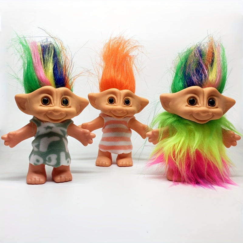 1pc 3.93in PVC Retro Troll Doll Nostalgia Doll Long Hair Magic Hair Toy