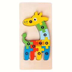 Wooden Animal Puzzles for Kids - Educational Shape Matching Toys
