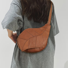 Leaf Shaped Sling Backpack Leather Fanny Packs Vintage Chest Bags