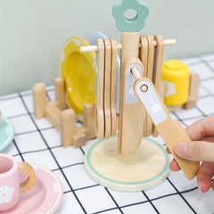 Kids Wooden Play Kitchen Set with Utensils & Food - Perfect for Ages 3-6