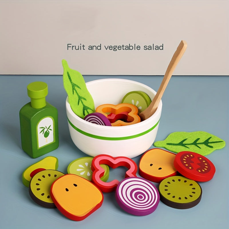 Wooden Salad Kitchen Toy Set - Fun Cognitive Puzzle Game