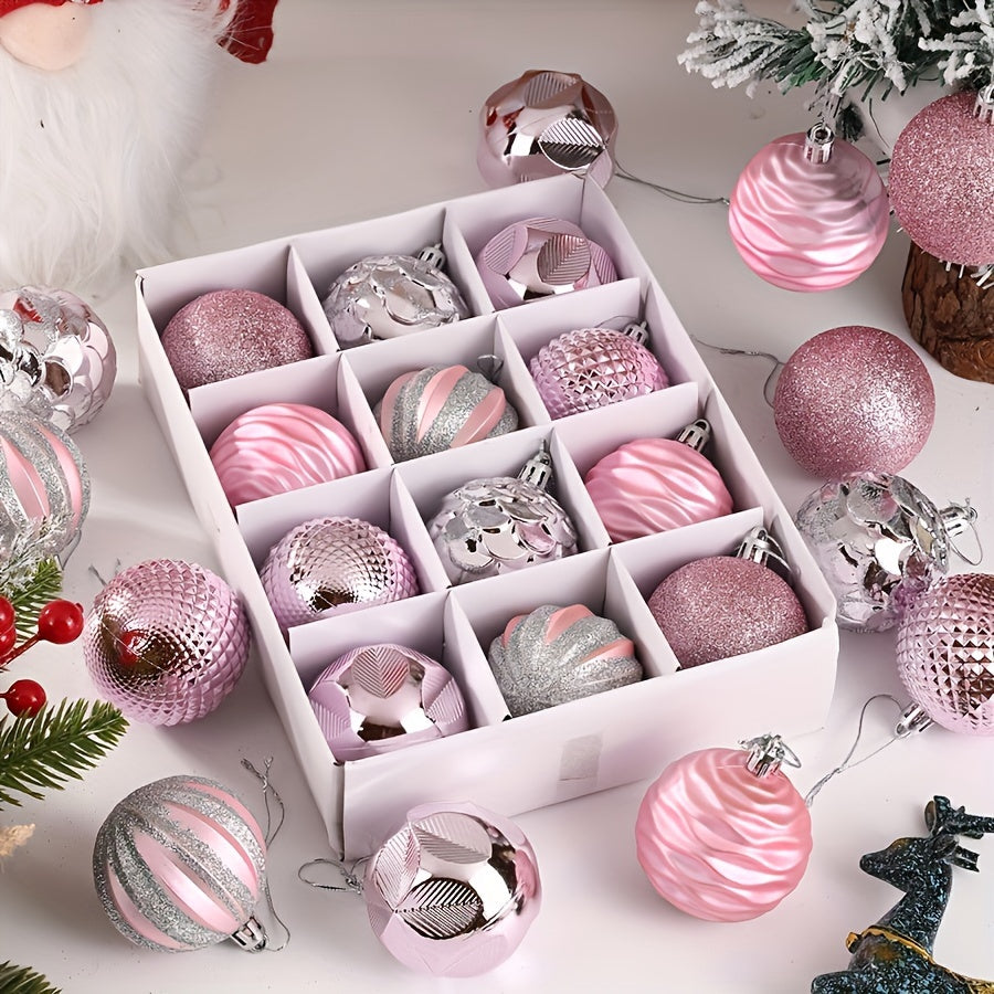Assorted Christmas Ornaments 12 Pack Clear Plastic Balls for Tree Decor