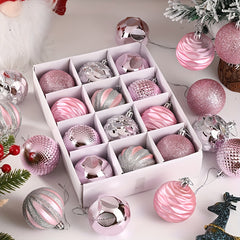 Assorted Christmas Ornaments 12 Pack Clear Plastic Balls for Tree Decor