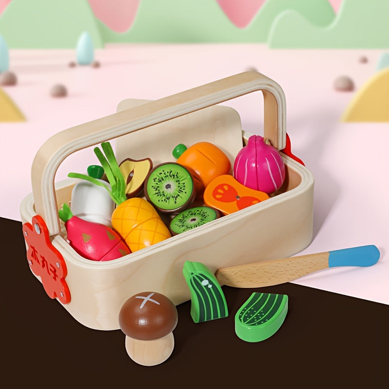 Magnetic Wooden Food Toy Set With Basket