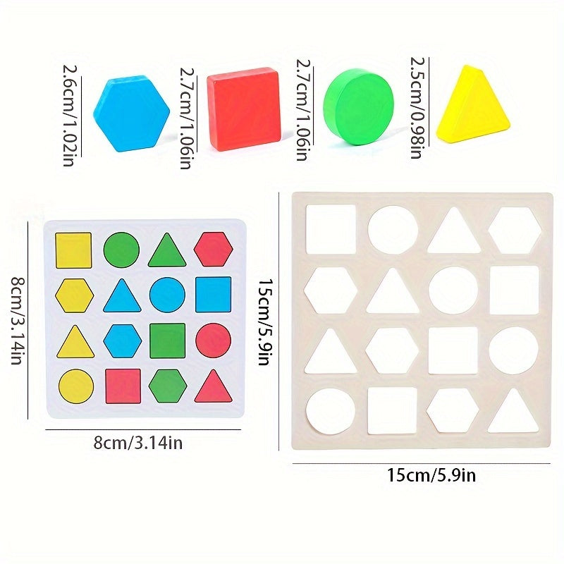 Wooden Geometric Matching Building Blocks Educational Toys