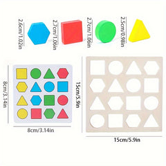 Wooden Geometric Matching Building Blocks Educational Toys