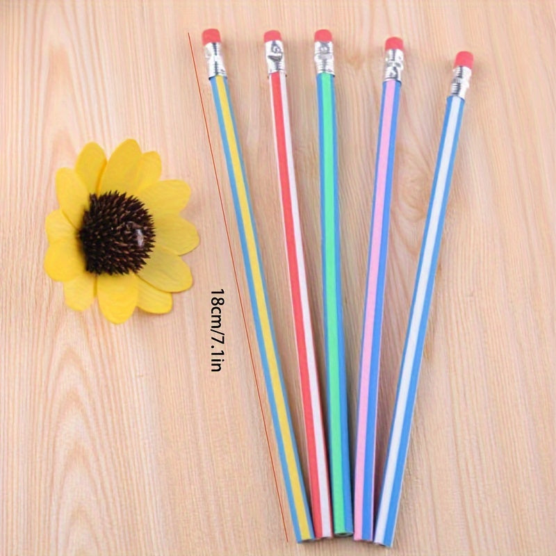 5pcs Curved Pencils With Erasers Magic Soft Pencils For Classroom Gift Party