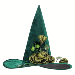 Velvet Witch Hat w/ Vine & Flower, Halloween Cosplay Parties