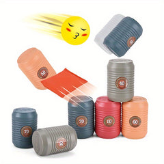Knock Down Can Game Set Outdoor Activity for Kids Ages 3-6 Durable Plastic