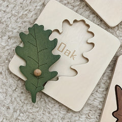 Wooden Leaf Puzzle Shapes Matching Cognitive Board