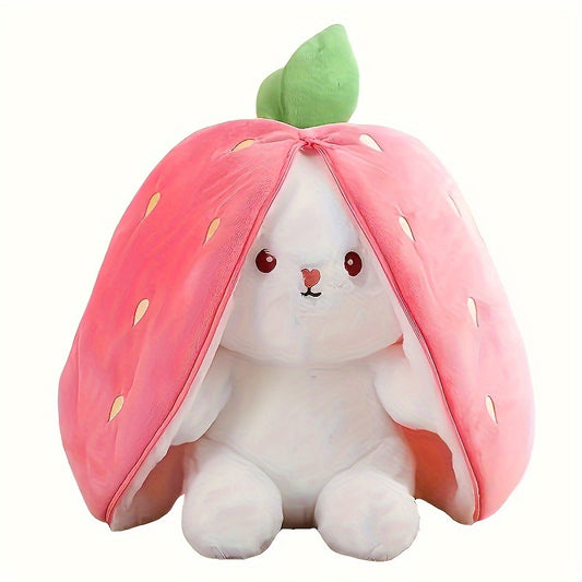 Bunny Plush Toy Transformable Carrot & Strawberry Soft Polyester Fabric
