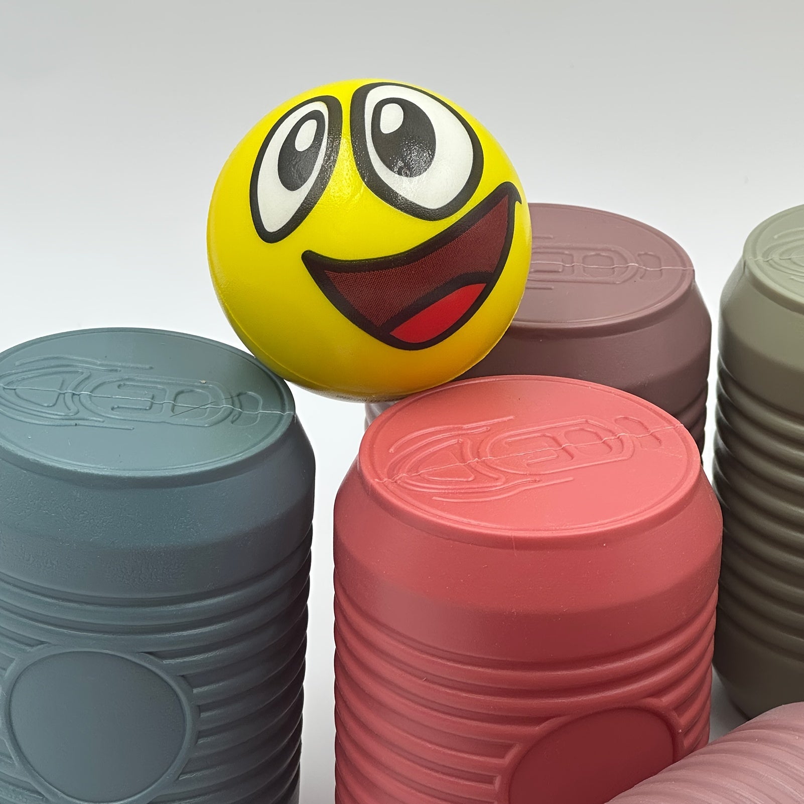 Knock Down Can Game Set Outdoor Activity for Kids Ages 3-6 Durable Plastic