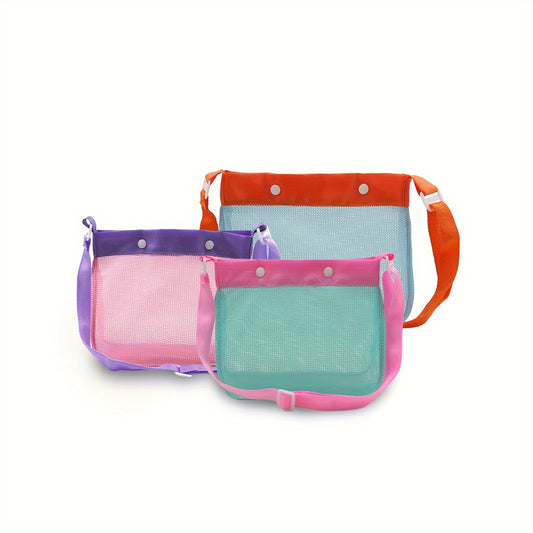 2pcs Mesh Beach Toy Bag Sand Toys & Seashell Collecting Ideal Pool Swim