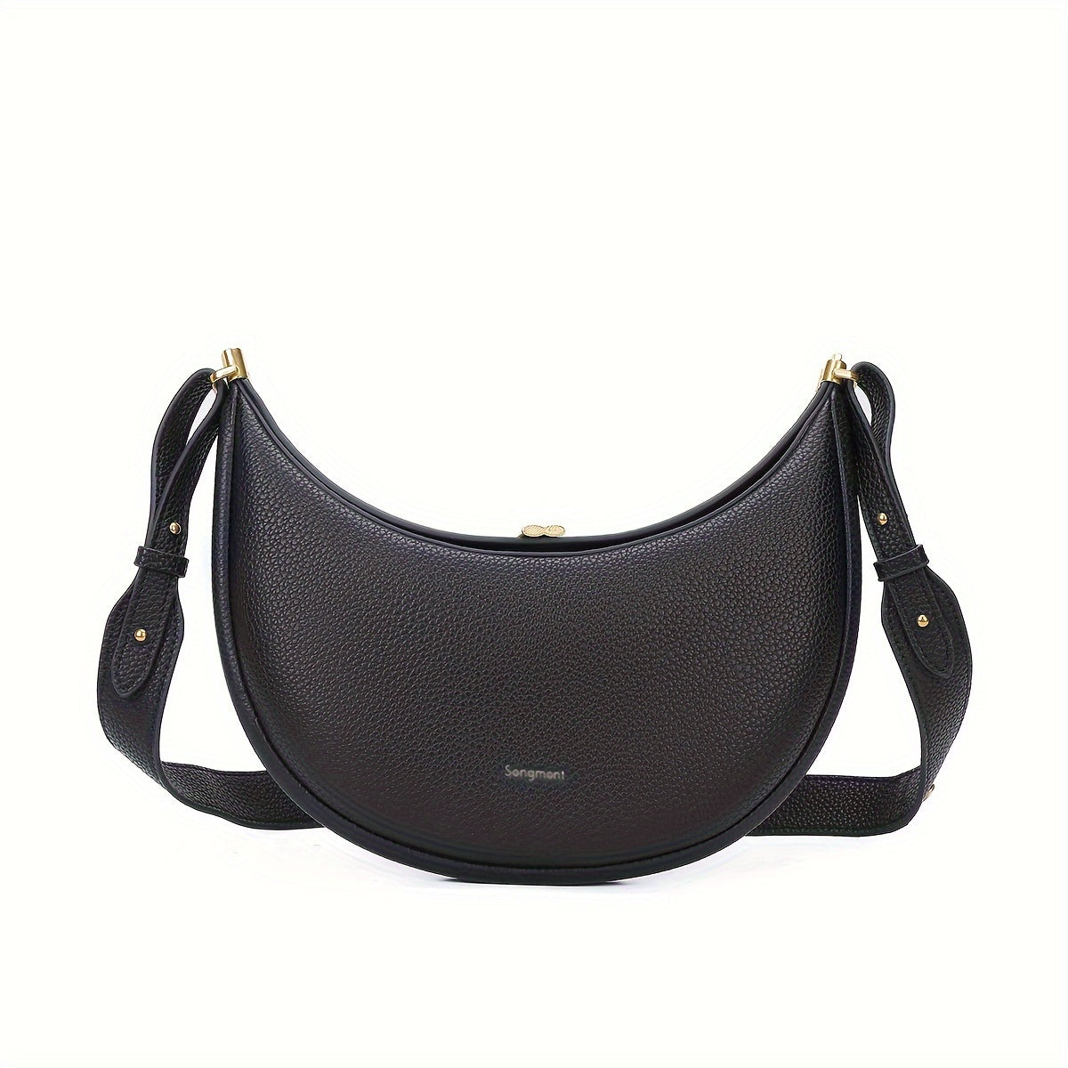 Women's Brown Crossbody Bag Solid Magnetic Closure Faux Leather Purse