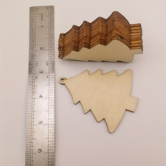 10pcs Wooden Hollow Out Christmas Tree Decorative Hanging Ornaments